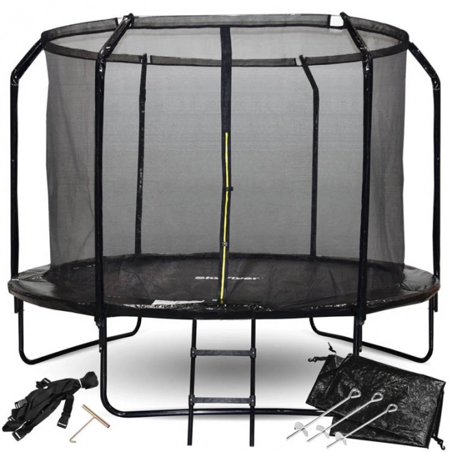 Outdoor trampoline with ladder