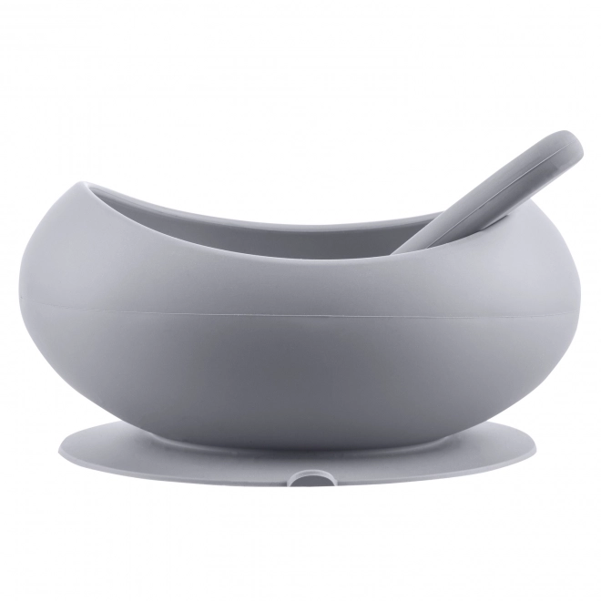 Silicone Bowl with Raised Edges and Suction - Dove Grey