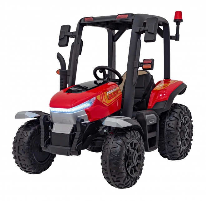 Traktor s přívěsem červený