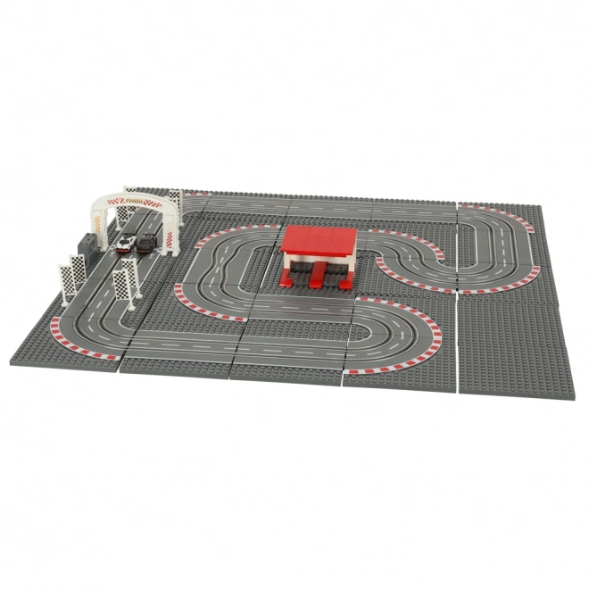 Electric Police Race Car Track and Building Blocks Set