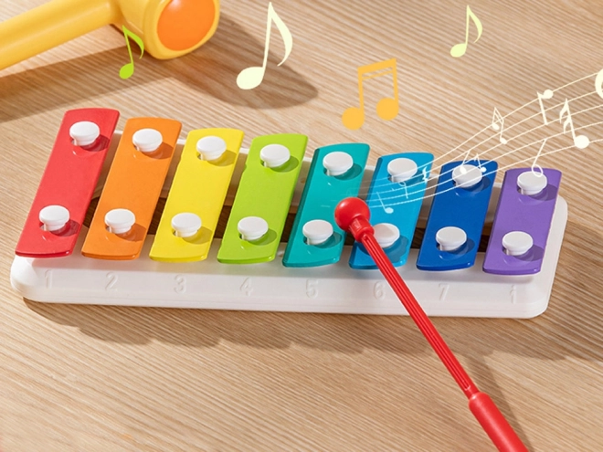 2-in-1 Xylophone with Hammer Toy