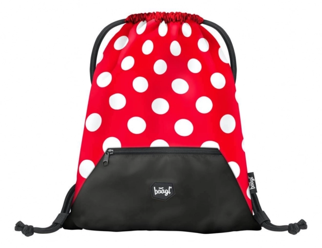 Polka Dot Drawstring Bag with Pocket