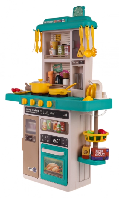 Interactive Kids Kitchen Playset with Light, Sound, and Water Features - Blue