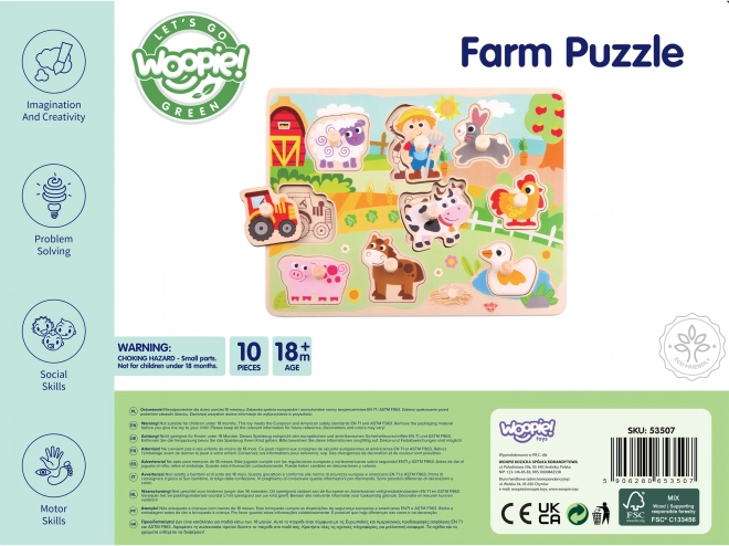 Puzzle in legno Fattoria Montessori con pomelli di Woopie Green