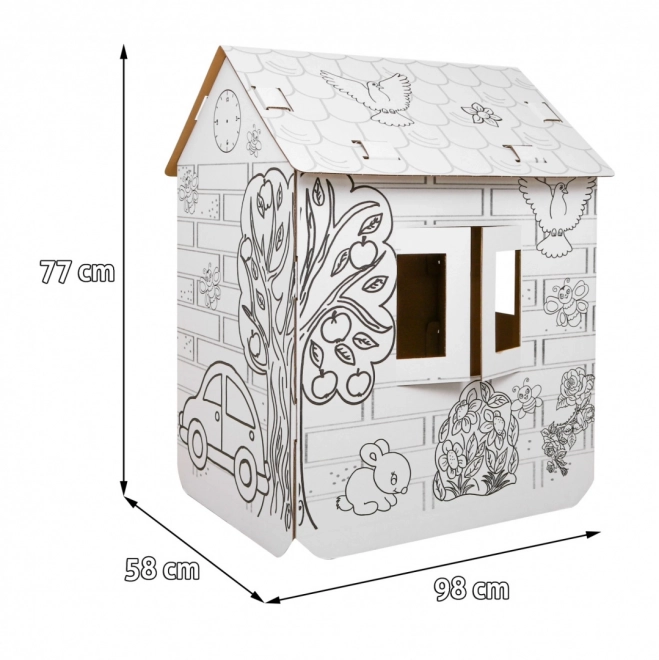 XXL Cardboard House with 3D Coloring Car for Kids