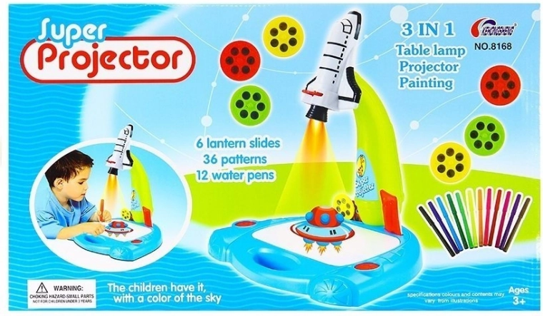 3 in 1: proiettore, lampada e set da pittura