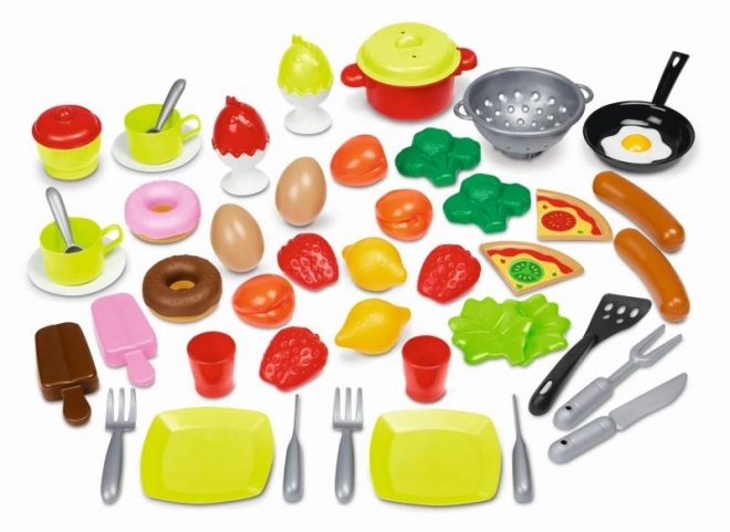 Toy Kitchen Set with Food, 50 Pieces