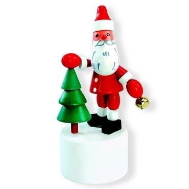 Santa Claus with Christmas Tree Wooden Push Puppet