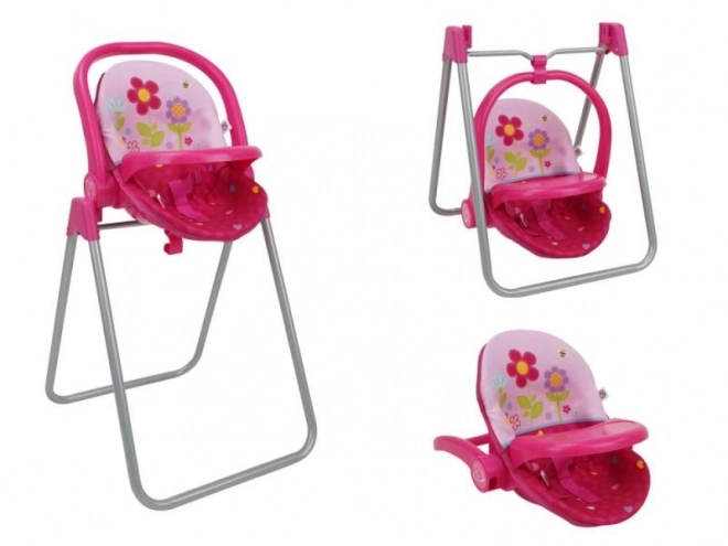 3-in-1 Doll Set: Feed, Swing, Travel