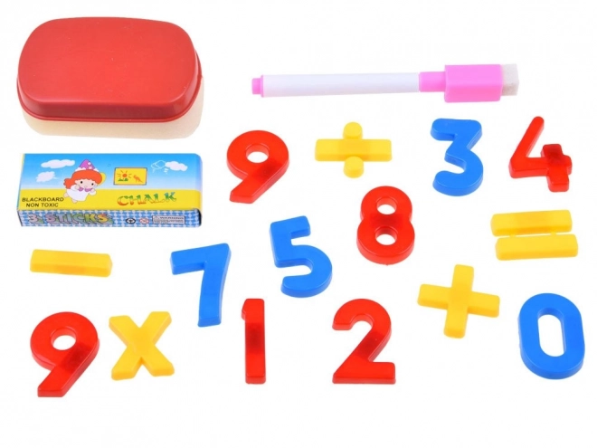 Dual-Sided Chalk and Magnetic Board with Numbers