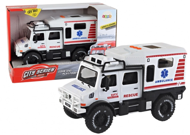 White Off-Road Ambulance with Lights and Sounds