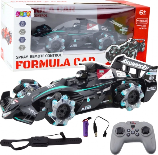 Voiture de course RC avec effet fumée et éclairage LED noire