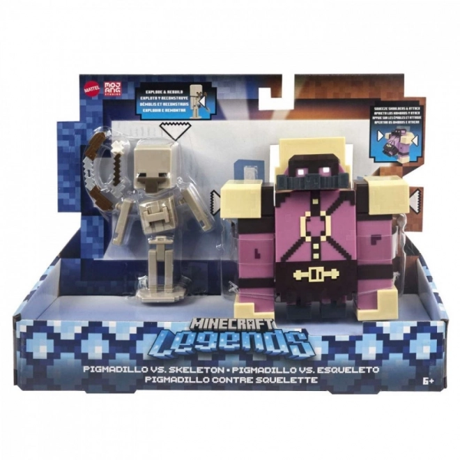 Minecraft Legends Pigmadillo vs Skeleton Figure Set