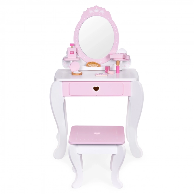 Large Toy Vanity for Kids with Mirror and Stool Set