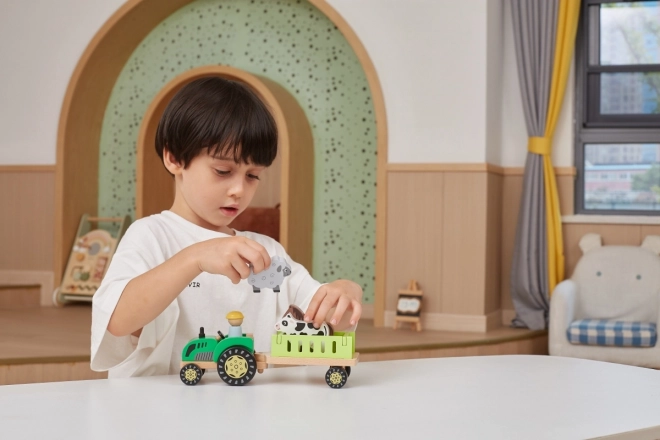 Wooden Tractor with Animals