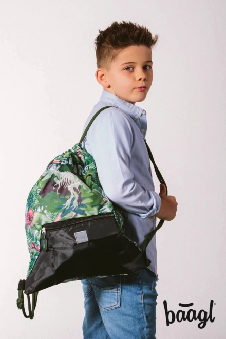 Baagl 3 Piece Set - Shelly Dinosaurs Backpack, Pencil Case, and Bag