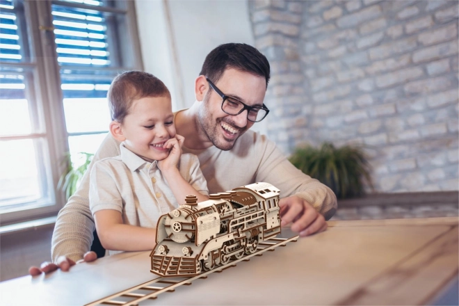 Wooden 3D Puzzle Express Train with Rails