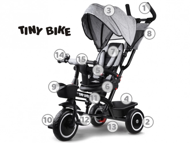 Tiny Bike 3-in-1 Kids Tricycle with Canopy – gray