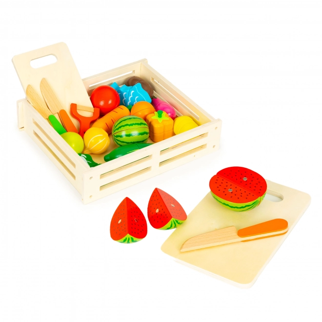 Wooden Vegetables and Fruits Cutting Play Set