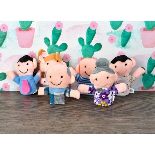 Set of 6 Finger Puppet Plush Toys - Family Characters