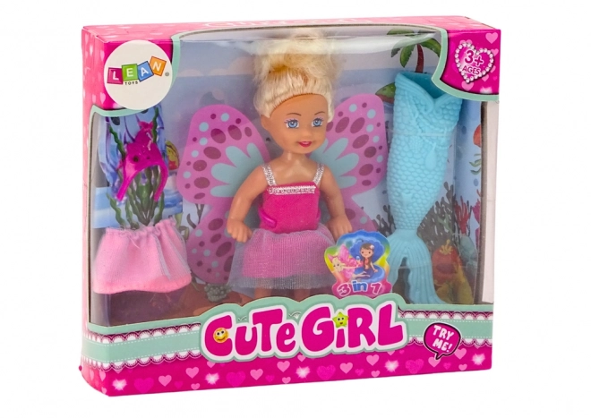 Mini Mermaid Fairy Doll with Tail and Wings