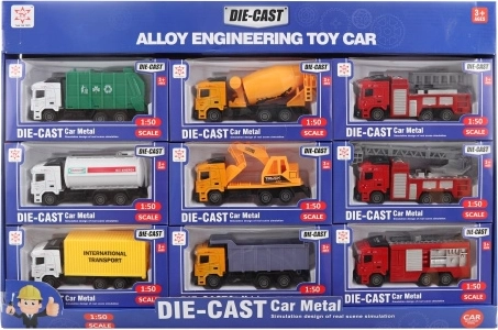 Metalen auto's - set van 9 stuks