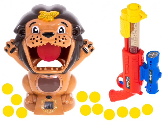 Lion Shooting Target Game Set with Gun and Balls