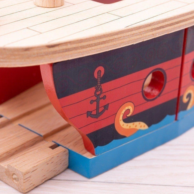 Pirate Ship Toy for Wooden Train Sets