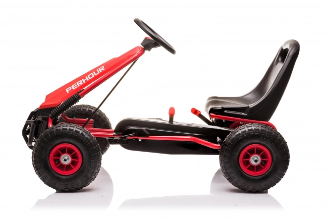 Pedal Go-Kart AIR Red for Kids with Hand Brake and Adjustable Seat