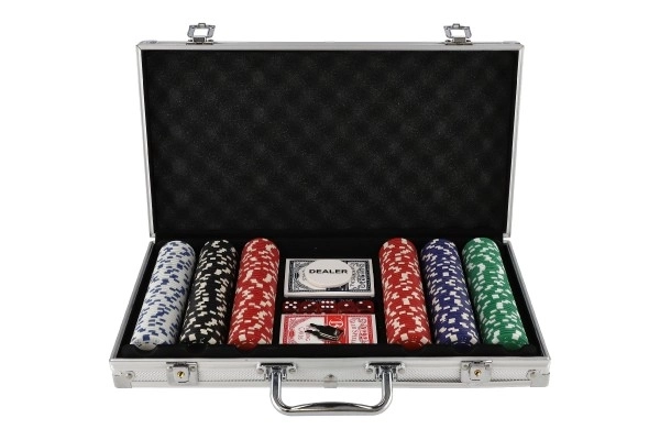 Poker Set with 300 Chips, Cards & Dice in Aluminum Case