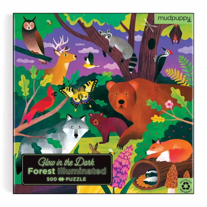 Mudpuppy Forest Animals Glow-in-the-Dark Puzzle 500 Pieces