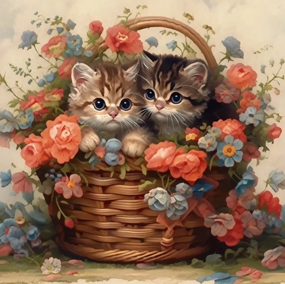 Diamond Mosaic - Cats in a Basket