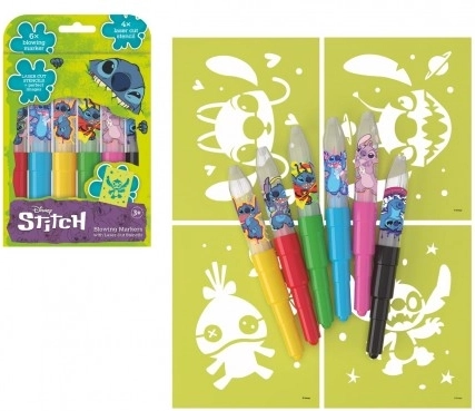 Blow Pens with Lilo & Stitch Stencils, Set of 6 in a 12 × 19 cm Box