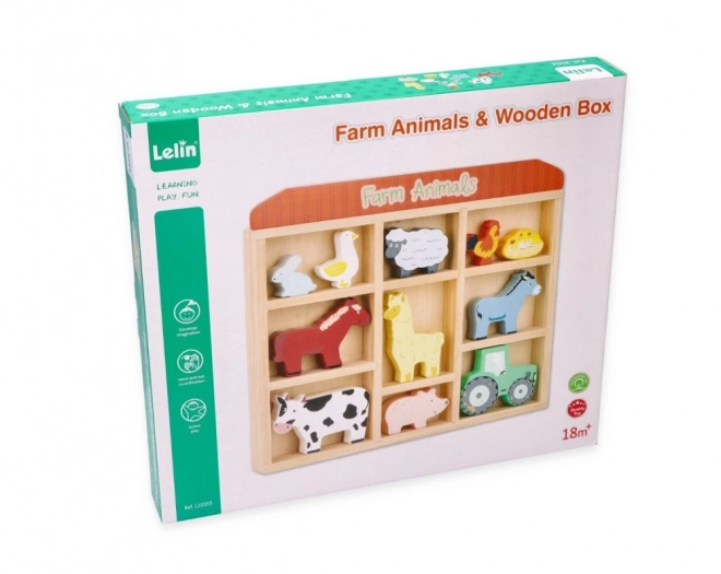 Farm Animal Set in Wooden Box