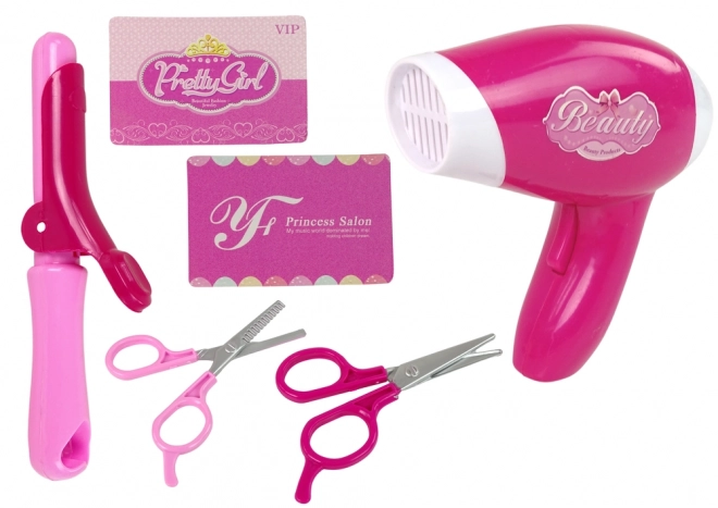 Beauty Hairdressing Set for Girls with Battery-Powered Hairdryer