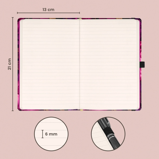 Notique Lined Notebook With Purple Flowers