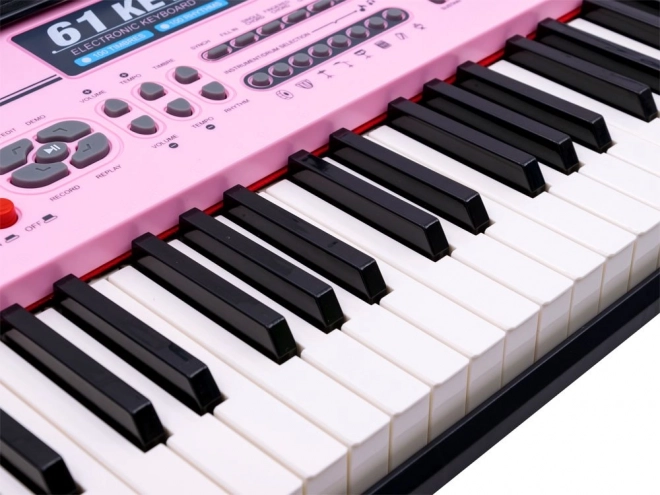 Multifunctional 61-Key Keyboard with Microphone – pink