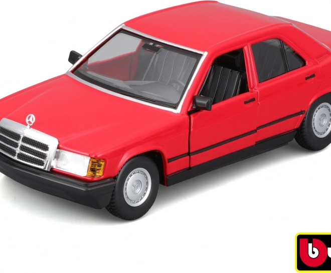 Fém autó modell Bburago 1:24 Plus 1987 Mercedes-Benz 190E piros