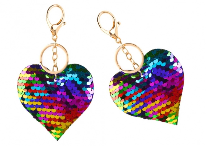 Heart Sequin Keychain with Reversible Sequins