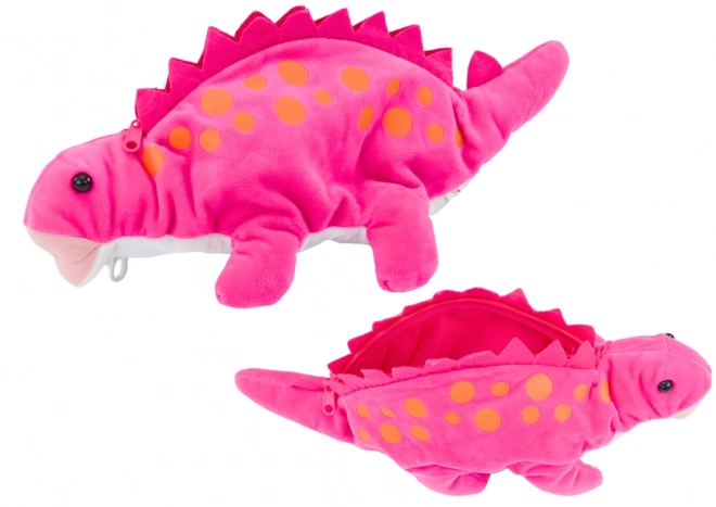 Plush Dinosaur Pencil Case and Hanging Pouch - Pink