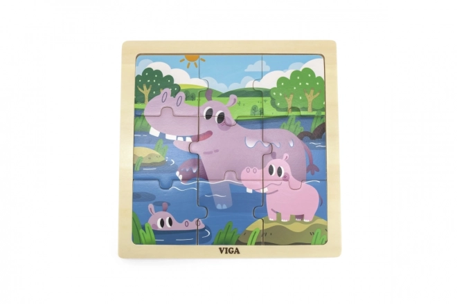 Wooden Puzzle with Hippos