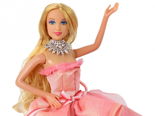Children's Doll Long Blonde Hair Wardrobe Shoes Dresses Accessories Pink