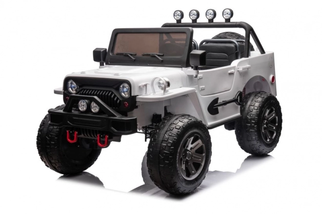 Battery-Powered White 4x4 Ride-On Car