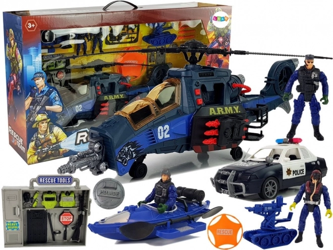 Police Game Set with Helicopter and Car