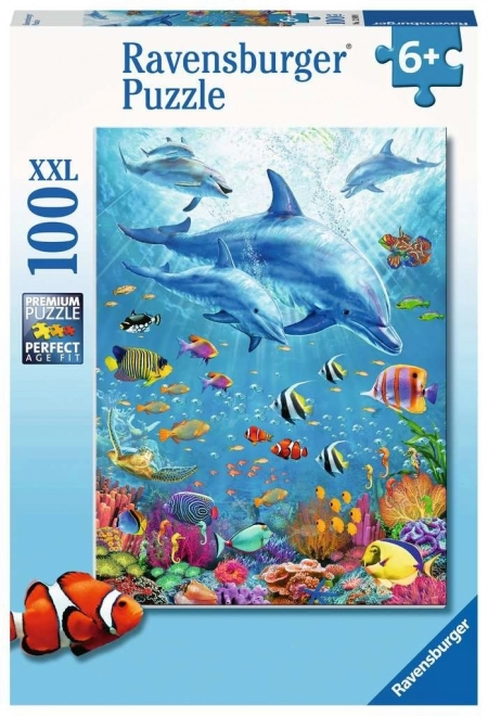 Puzzle Ravensburger Tra i delfini XXL 100 pezzi