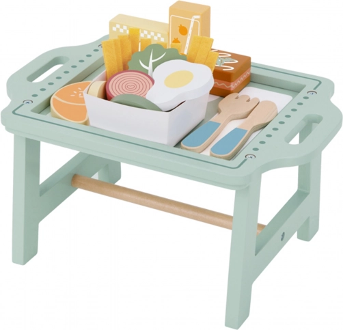 Set Colazione Woopie Green con Vassoio e Accessori in Legno Pastello