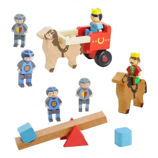 Jeujura Wooden Figures for Construction Sets - King, Queen, and Knights