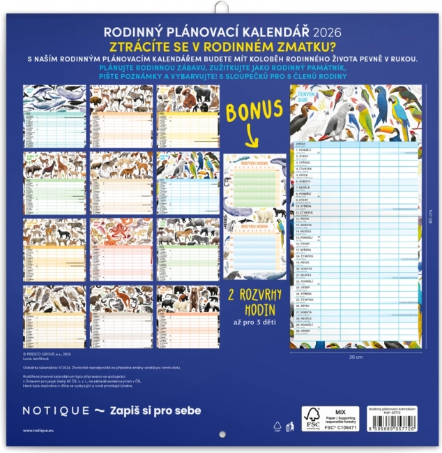 Family Planning Calendar Animalium 2026