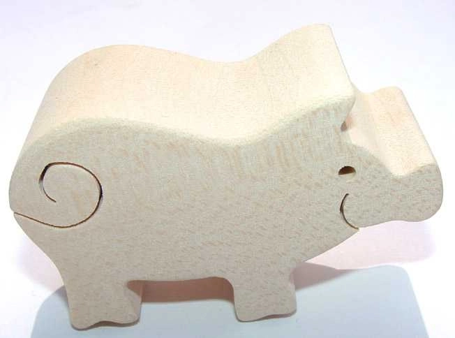 Wooden Pig Figurine