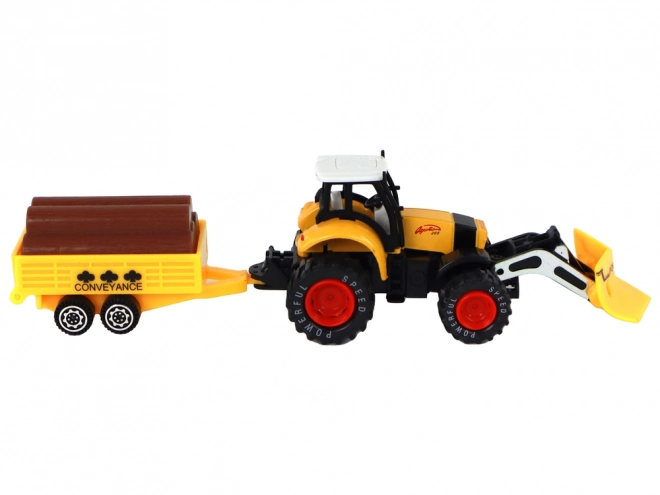 Tractor with Trailer Excavator Bulldozer Yellow